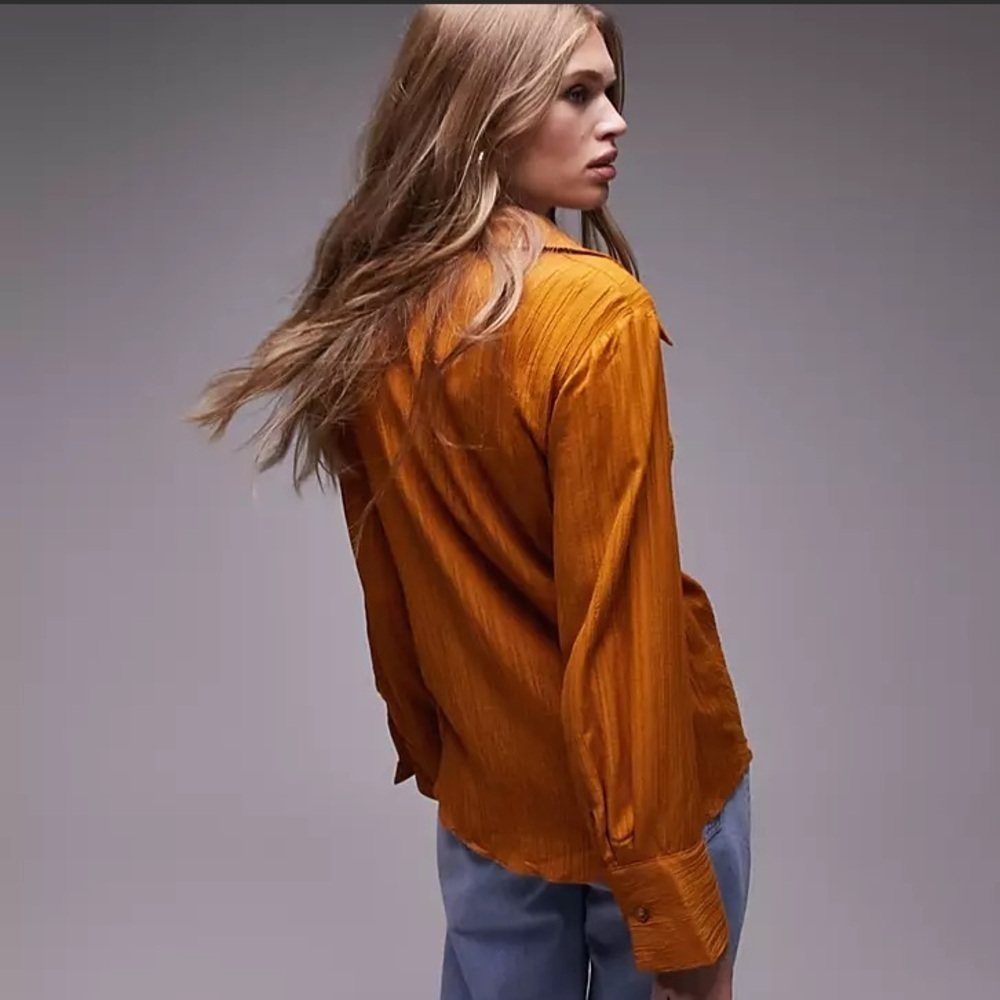 NWT Tophop textured wrap top in tobacco Burnt Orange  8